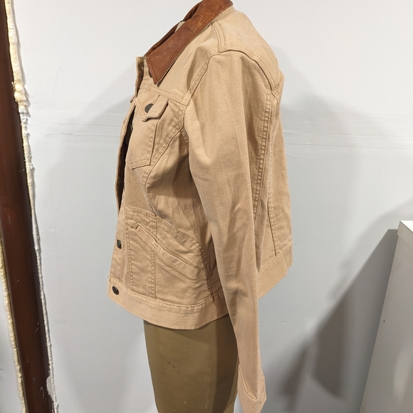 Ralph Lauren Tan Jean Jacket with Brown Collar - Picture 5 of 7